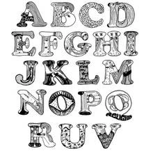 Coloriage Alphabet complet aux lettres décorées surréalistes