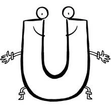 Coloriage Lettre U avec un visage souriant