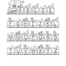 Coloriage Train alphabet avec toutes les lettres