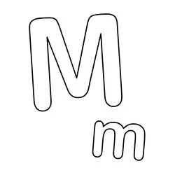 Coloriage Lettre M en majuscule et minuscule