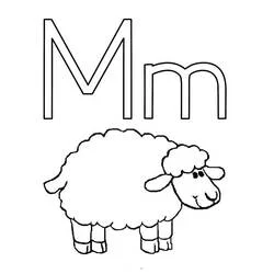 Coloriage Lettre M avec un mouton