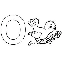 Coloriage Lettre O avec un oiseau sur une branche fleurie Coloriage Lettre O avec un oiseau sur une branche fleurie