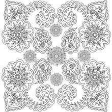 Coloriage Mandala fleuri aux motifs cachemire