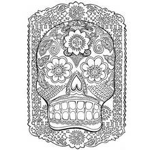 Coloriage Crâne mexicain orné de motifs floraux