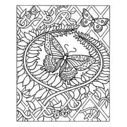 Coloriage Grand papillon encadré de feuilles et treillis