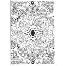 Coloriage Mandala symétrique aux oiseaux et fleurs