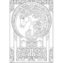 Coloriage Tête de cheval dans un médaillon Art Nouveau