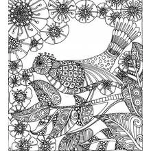 Coloriage Oiseau parmi des fleurs stylisées