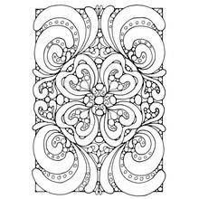 Coloriage Mandala symétrique aux volutes feuillues