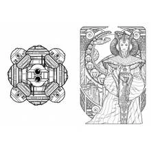Coloriage Star Wars mandala droïde et portrait de la reine Amidala