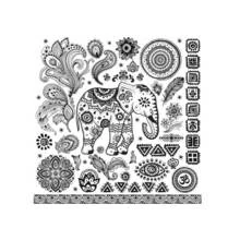 Coloriage Éléphant mandala entouré de motifs paisley