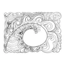 Coloriage Mandala en forme de vague aux motifs tourbillonnants