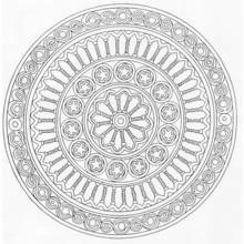 Coloriage Mandala avec rosace florale et bordure en spirales