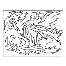 Coloriage Composition abstraite de formes en flammes
