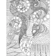 Coloriage Hibou avec lanterne et motifs tourbillonnants