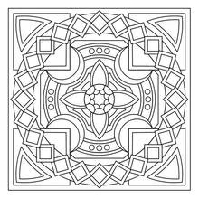 Coloriage Mandala géométrique carré aux losanges et cercles