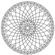 Coloriage Mandala à motif d'étoile et grille en spirale