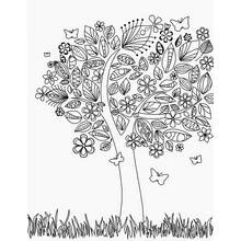 Coloriage Arbre décoratif avec fleurs et papillons