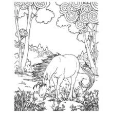 Coloriage Licorne broutant près d'un lapin