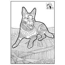 Coloriage Berger allemand couché aux motifs variés