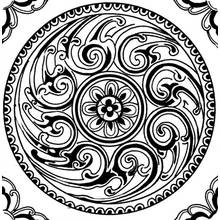 Coloriage Mandala aux motifs de vagues enroulées