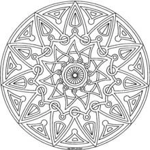 Coloriage Mandala à étoile et boucles entrelacées