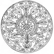 Coloriage Mandala floral aux tulipes et bordure de croissants