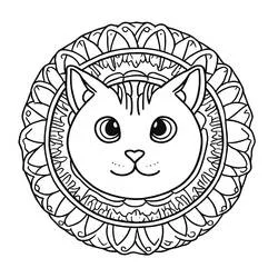 Mandalas Chat - Coloriages gratuits à imprimer