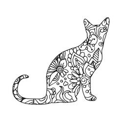 Coloriage Mandala Chat assis de profil