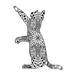 Coloriage Mandalas Chat debout sur ses pattes arrière
