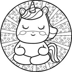 Coloriage Mandalas licorne assise en tailleur