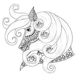 Coloriage Licorne mandala à la crinière tourbillonnante