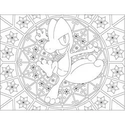 Coloriage Sceptile posant sur un fond de mandala