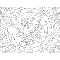 Coloriage Artikodin dans un mandala géométrique