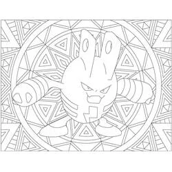 Coloriage Élekid sur un fond de mandala à triangles