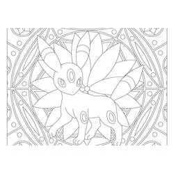 Coloriage Noctali dans un cadre de mandala géométrique