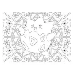 Coloriage Togepi debout sur un fond mandala