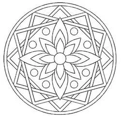 Coloriage Rosace avec étoile et pétales de fleur