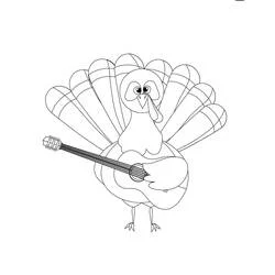 Coloriage Dinde jouant de la guitare