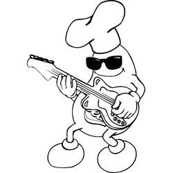 Coloriage Bonbon gélifié jouant de la guitare avec des lunettes de soleil
