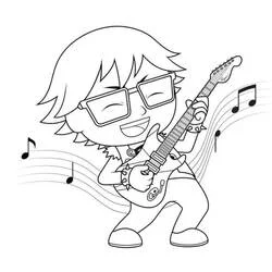 Coloriage Garçon jouant de la guitare