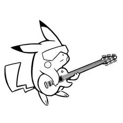 Coloriage Pikachu joue de la guitare