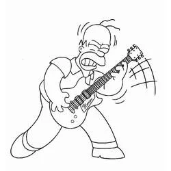 Coloriage Homer Simpson jouant de la guitare