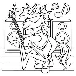 Coloriage Licorne jouant de la guitare