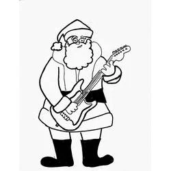 Coloriage Père Noël jouant de la guitare