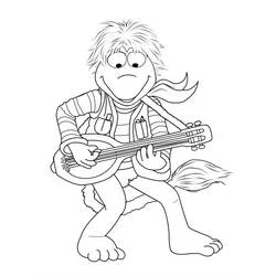 Coloriage Guitare jouée par une créature de dessin animé