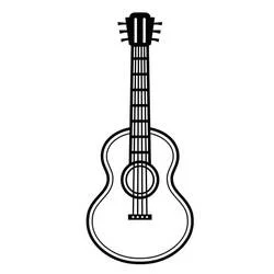 Coloriage Guitare acoustique avec cordes et rosace