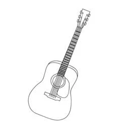 Coloriage Guitare diagonale aux chevilles d'accordage