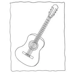 Coloriage Guitare classique aux cordes détaillées