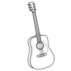 Coloriage Guitare acoustique dressée